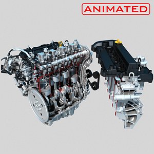 3D engine piston motion animation