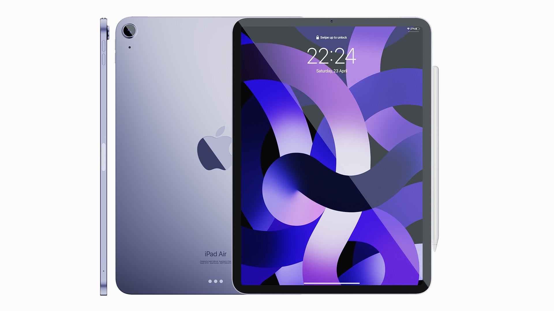 iPad Air 5 本体 + Apple Pencil 2 セット パープル 3D IPad Air 2022 Purple With Apple Pencil - TurboSquid 1913676