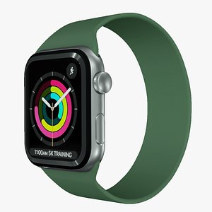 3D Apple Watc 3 - Silver Aluminium Case with  Clover  Solo Loop