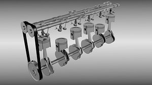 Animated six cylinder L6 Engine