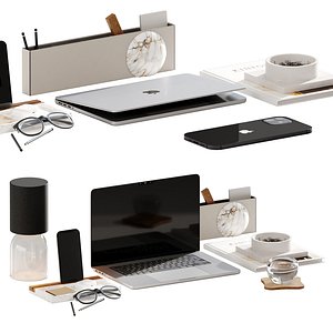 Decorative set on the desktop 3D