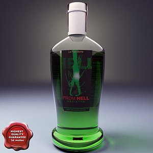 3d model of bottle absinthe liqueur