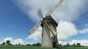 France Windmill Largny-sur-Automne WithLODs 3D