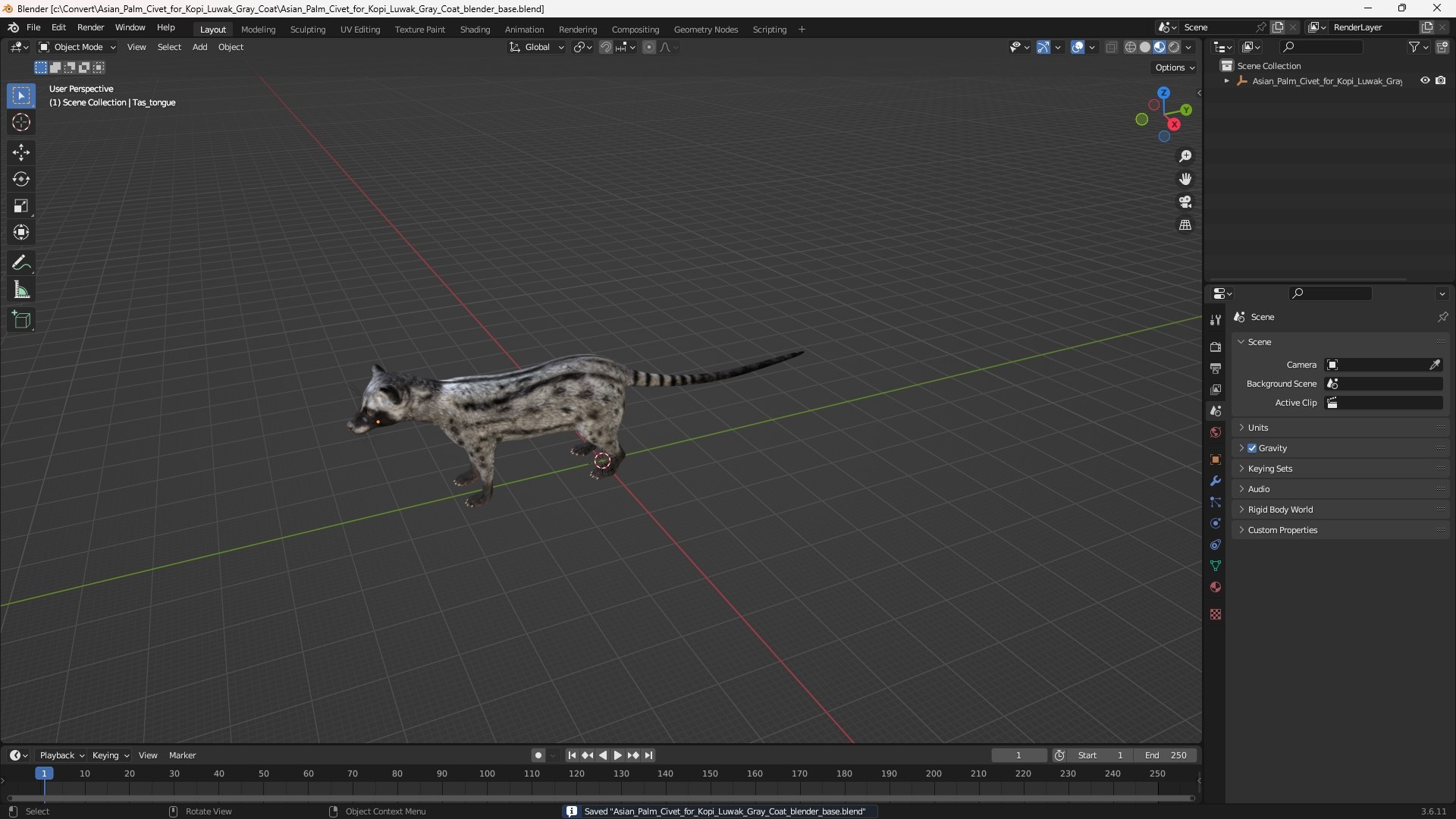 Asian Palm Civet for Kopi Luwak Gray Coat 3D model https://p.turbosquid.com/ts-thumb/e7/5BjsbV/Ov/asian_palm_civet_for_kopi_luwak_gray_coat_1001/jpg/1758693104/1920x1080/fit_q87/975504f2657a2e91420e9d1051e845149c5ec77c/asian_palm_civet_for_kopi_luwak_gray_coat_1001.jpg