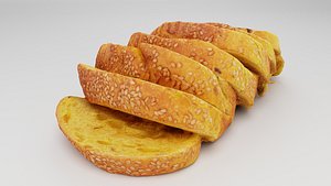 Sliced or cut Scandinavian bread with seeds raisins and sesame 3D