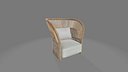 Modern Woven Rattan Armchair With Cushion 3D Furniture Model