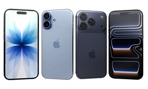 Apple iPhone 17 Mist Blue And iPhone 17 Pro Deep Blue 3D model