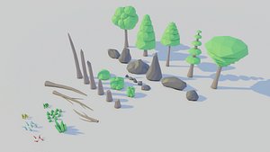 Low Poly Forest Assets Game-Ready