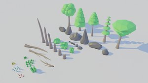 Low Poly Forest Assets Game-Ready