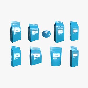 09 Coffee Bags Mock Up Collection - Blank Templates 3D model