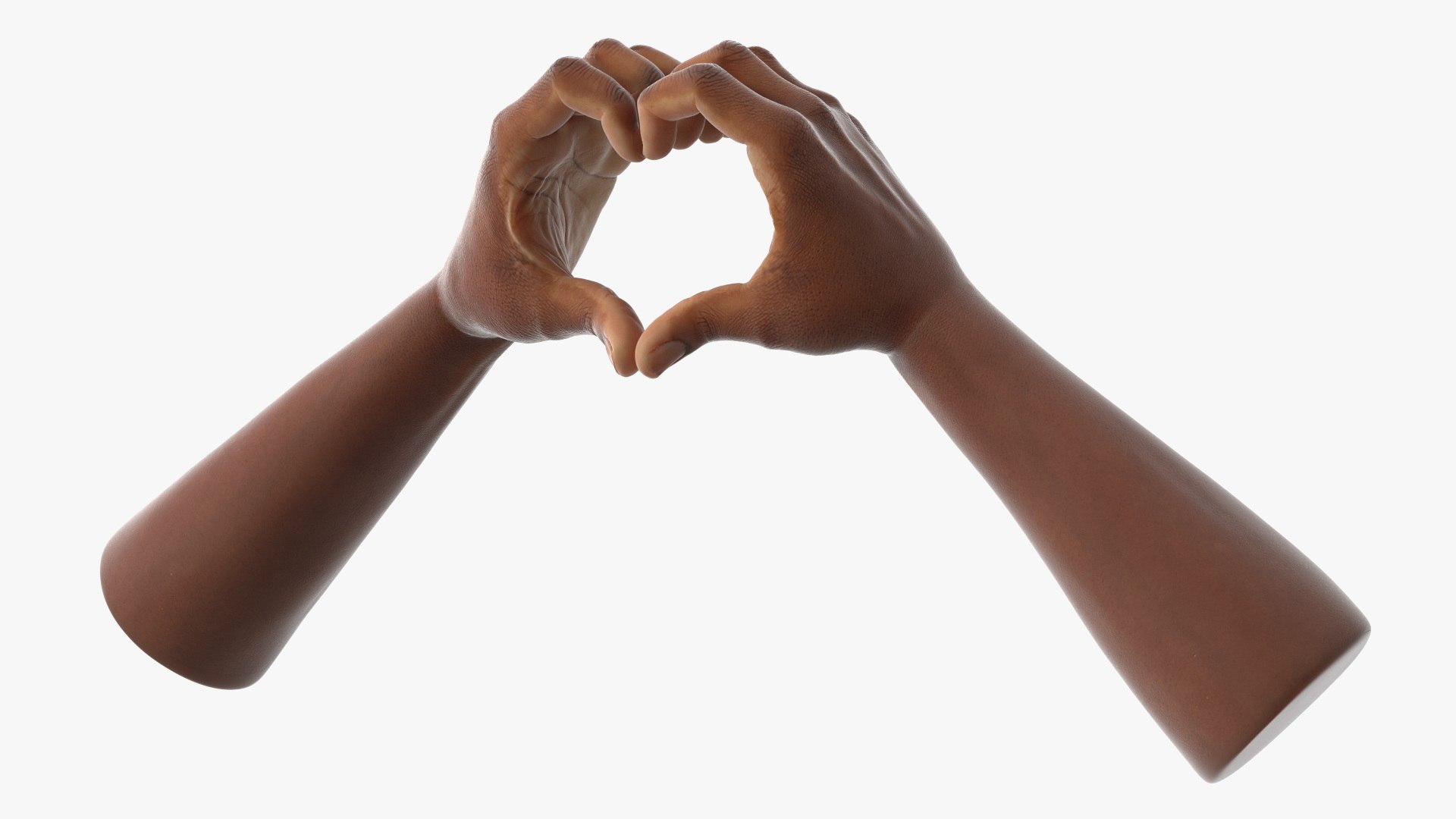 Black Male Hands in Heart Symbol Pose 3D model preview
