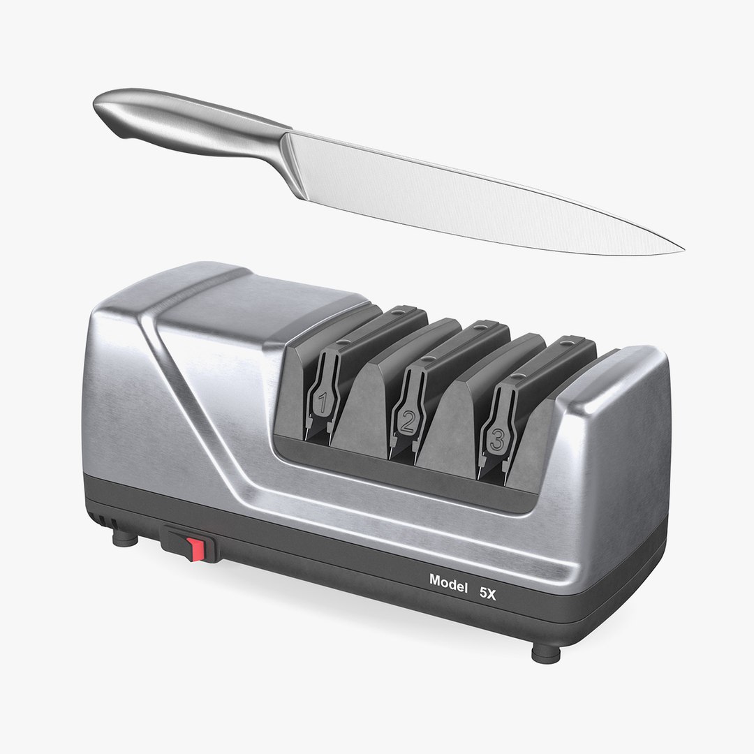 Kitchen Knife with Sharpener Collection 3D model preview