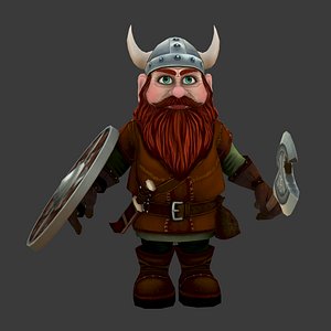 Gnome dwarf (low poly game  model)