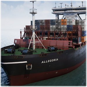 Cargo Ship Container Ship - low poly