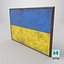Ancien cadre photo avec drapeau de l'Ukraine - Game Ready PBR Low-poly modèle 3D