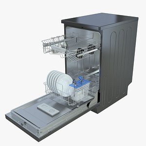 Dishwasher Samsung With Dishes 3D model