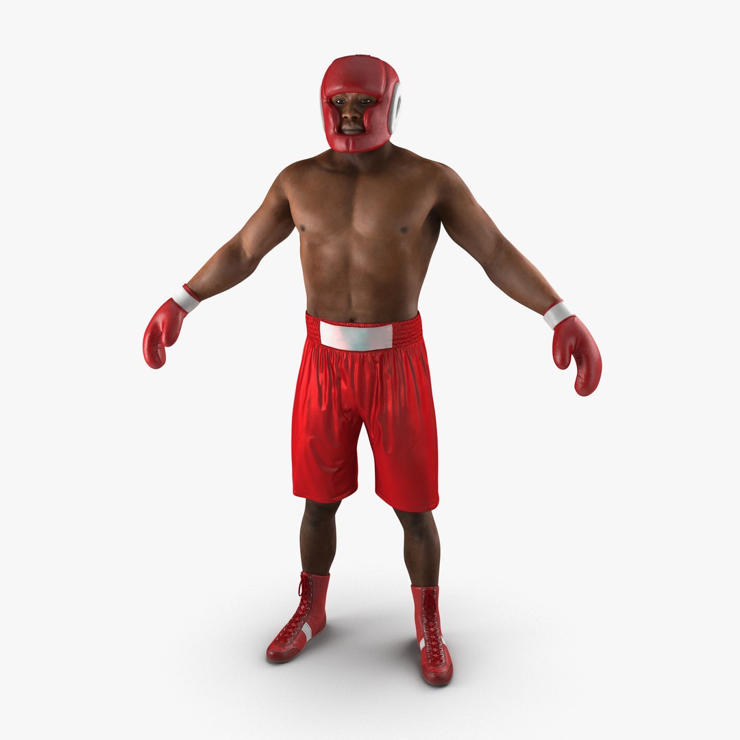 African American Boxer Red Suit 3D Model 3D model preview