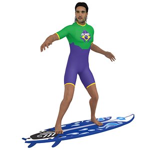 rigged surfer 3D model