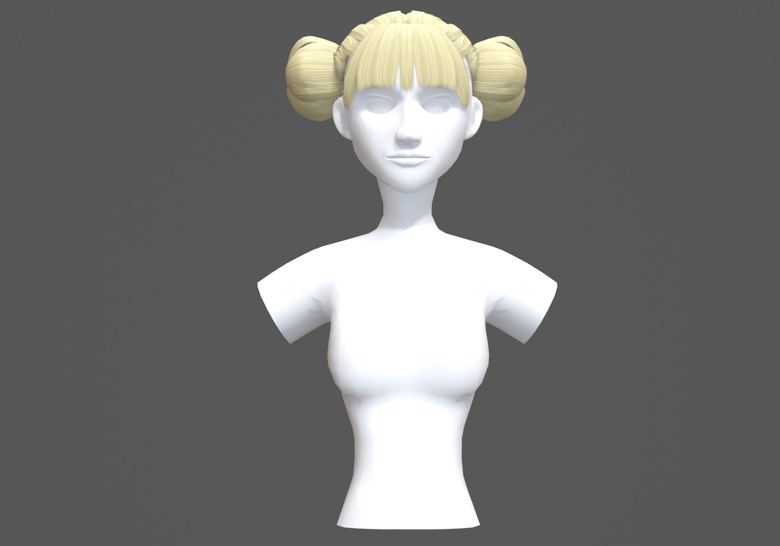 3D Bangs Bun Hairstyle Model TurboSquid 1936330
