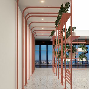3D Modern plant gallery Landscape wall Office screen partition Indoor plant pile Turtle back leaf Green