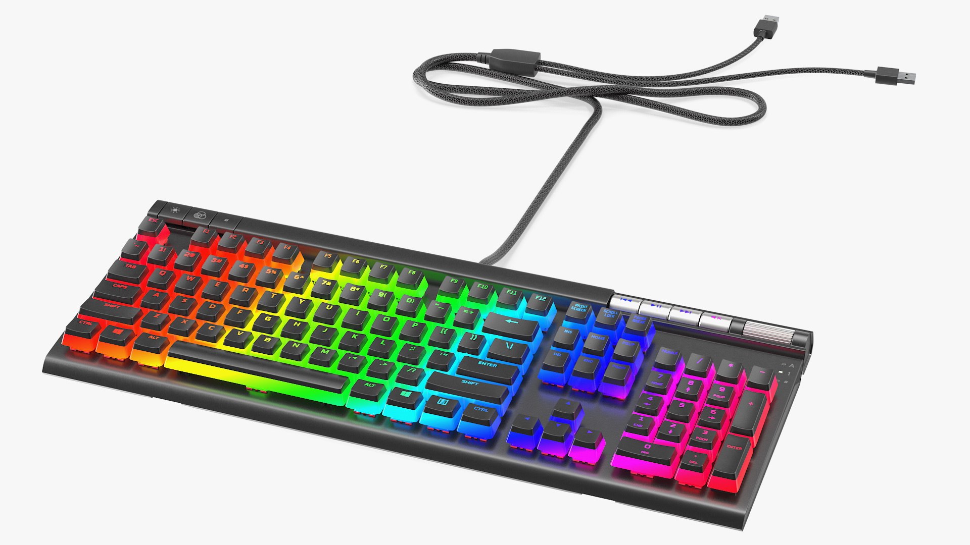 RGB Mechanical Gaming Keyboard switched On 3D model preview