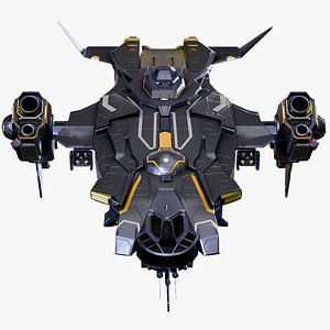 3D gunship spaceship rigged battlecruiser
