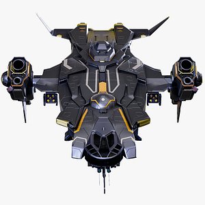 Sci-Fi Gunship Battlecruiser Rigged