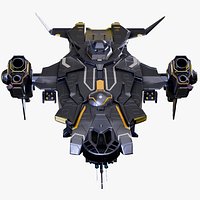 Sci-Fi Gunship Battlecruiser Rigged