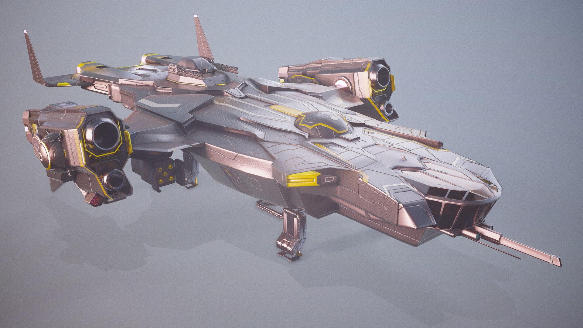 3D gunship spaceship rigged battlecruiser - TurboSquid 1641080