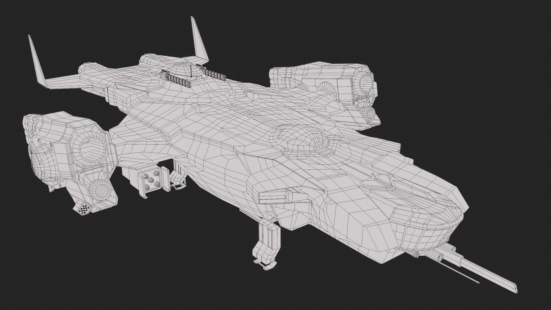 3D gunship spaceship rigged battlecruiser - TurboSquid 1641080