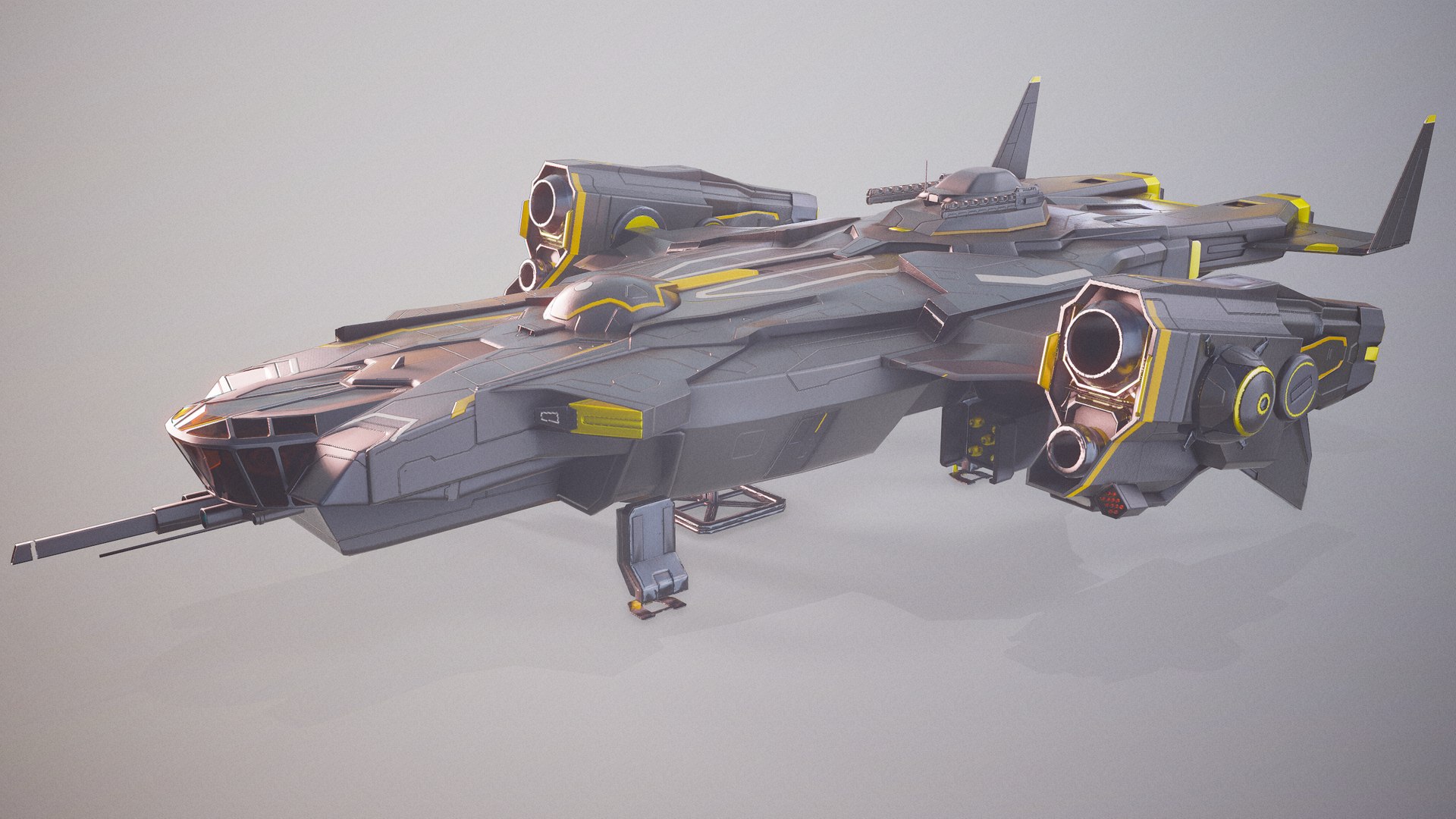 3D gunship spaceship rigged battlecruiser - TurboSquid 1641080