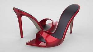 3D Pointed high heel open toe mules shoes 3D model