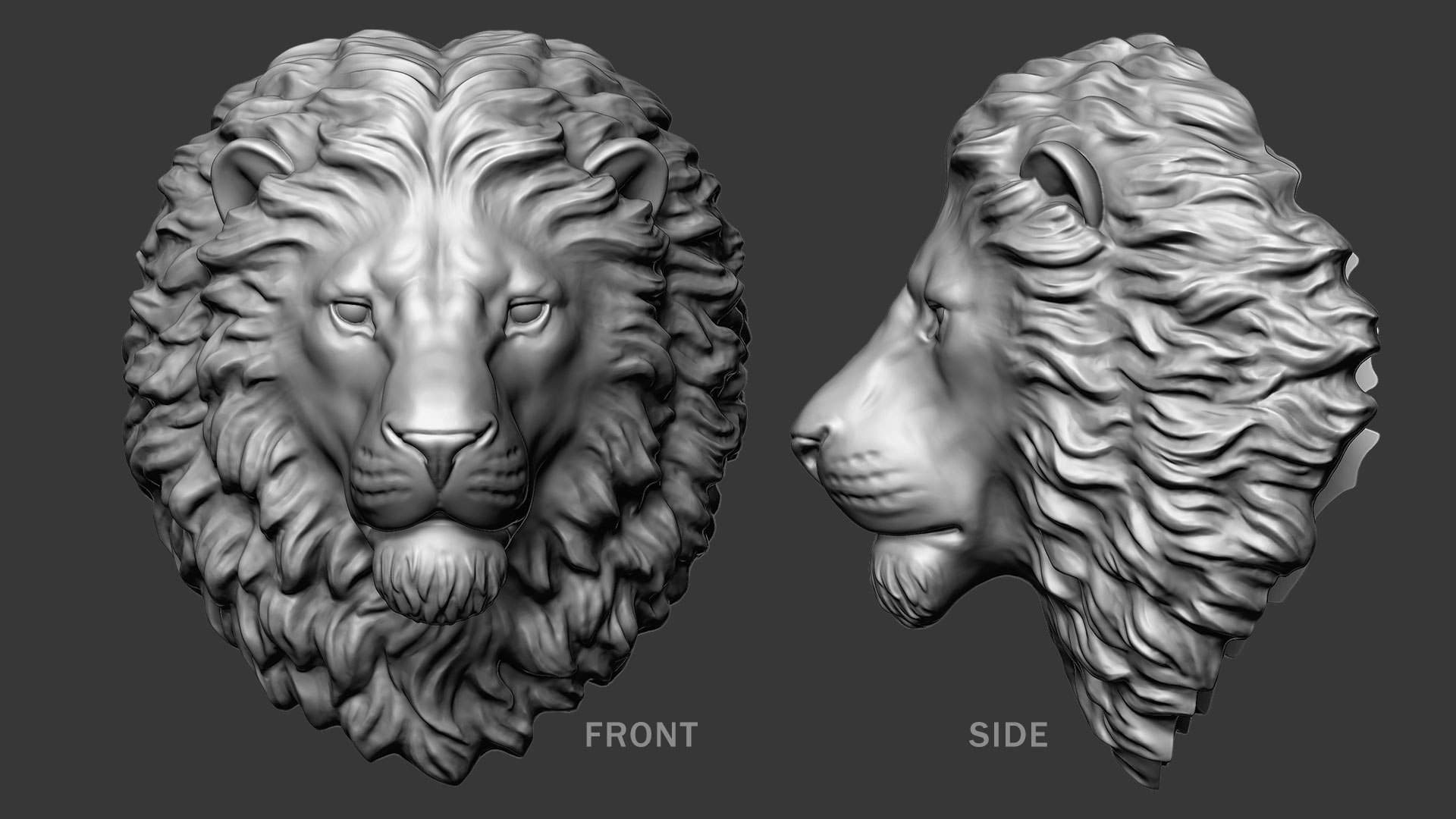 Calm Lion Head Sculpture Round Base 3D Model - TurboSquid 1722212