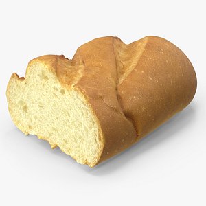 3D Half Of Baguette Bread model