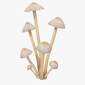 Glowing Mycena Bonnet Mushroom Cluster PBR
