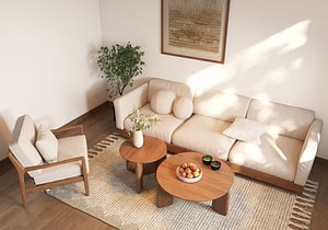 wabi sabi janpandi sofa set vray ready 3D model