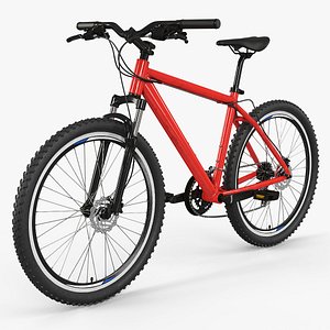 Sport Hardtail Mountain Bicycle Red Black 3D