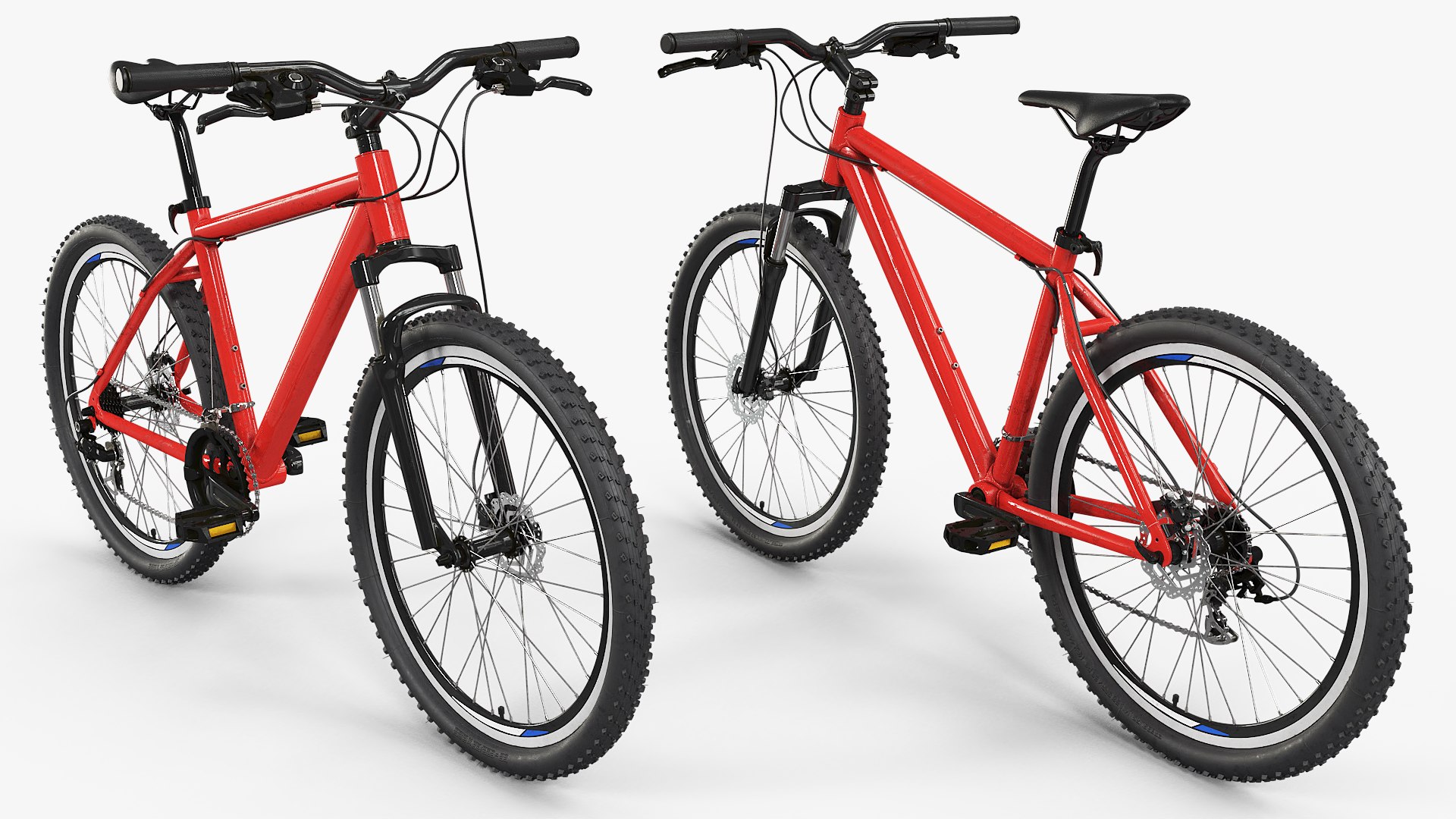 Sport Hardtail Mountain Bicycle Red Black 3D model for vehicle visualization, games, animation, transport scenes, and automotive rendering