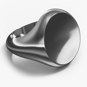 Classic Signet Ring Polished Silver 3D