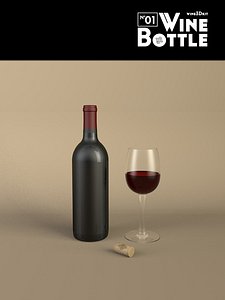 3d bottle 01 wine