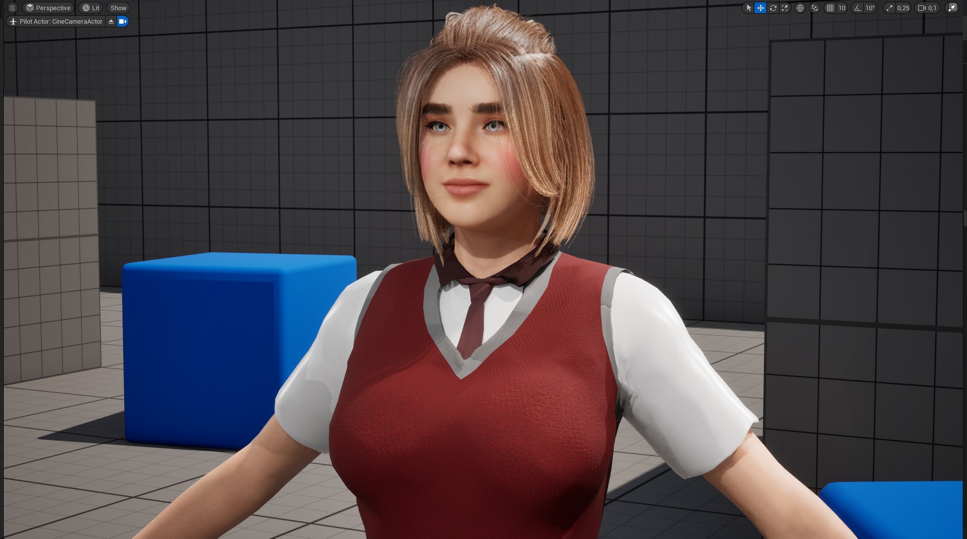 High School Girl Uniform Red Vest Realistic Student 3D Model ...