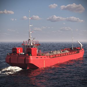 3D Split Hopper Barge with Crushed Stone Load