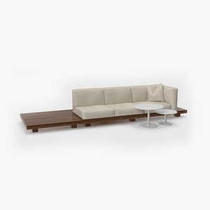 3 Seater Outdoor Teak Platform Lounge Setting with Tables