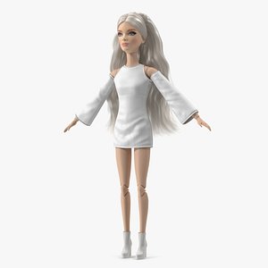 Barbie Doll White Dress T-pose 3D