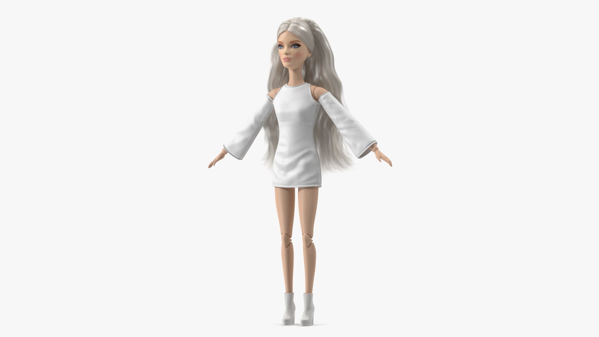 Barbie Doll White Dress T-pose 3D - TurboSquid 1988192