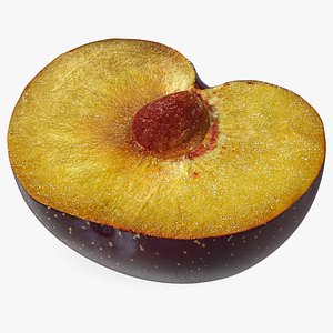 3D Ripe Plum Half