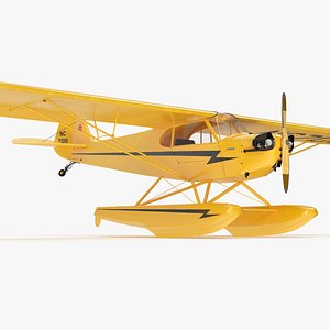 3D Classic Monoplane Aircraft Piper J-3 with Floats
