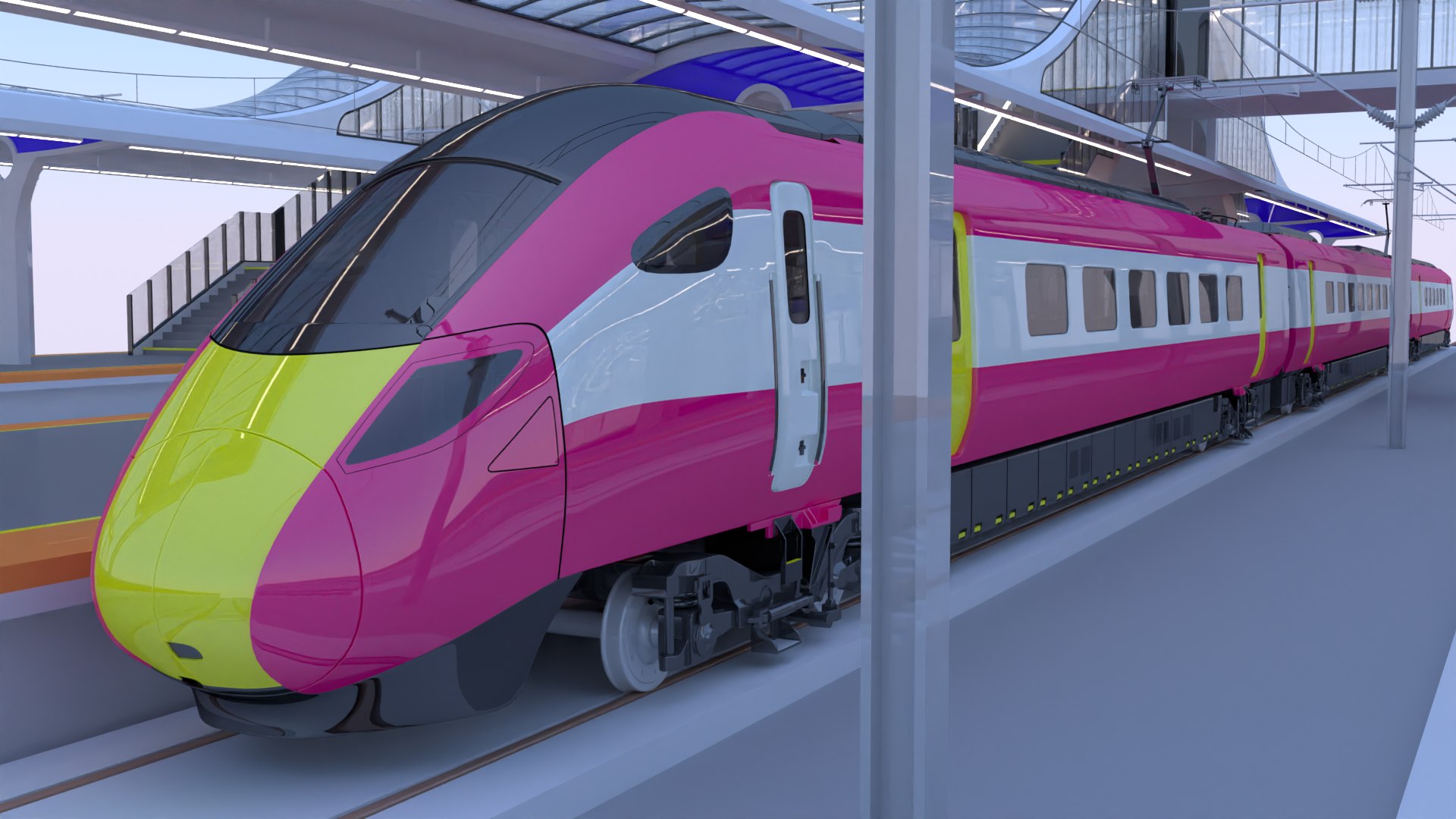 3D Station With Azuma Train II Model - TurboSquid 2388375