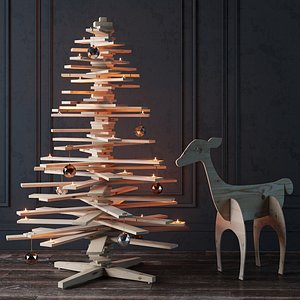 new year set christmas tree 3D model