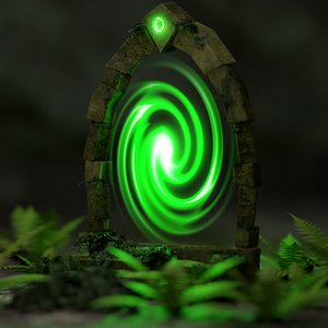 Ancient scifi portal old magical animated and game ready Low-poly 3D model